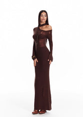 Off-Shoulder Wool Blend Knit Dress